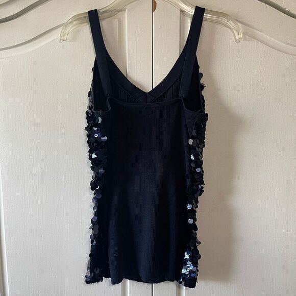 Intuition Navy Knit Tank with Large Sequins, Size Large - Picture 4 of 9
